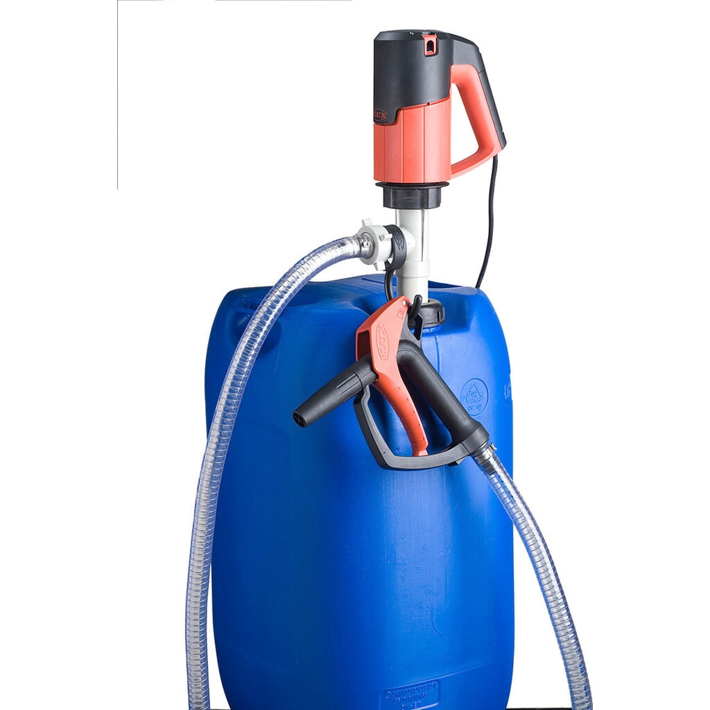 Pompset voor zuren en logen, voor jerrycans en vaten Product afbeelding: Pompset voor zuren en logen, voor jerrycans en vaten