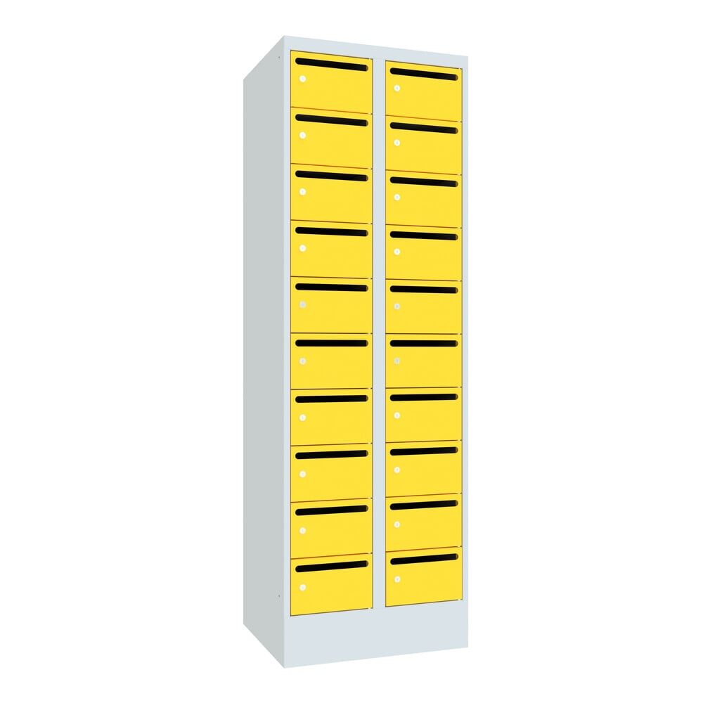 Product afbeelding: Postsorteerkast PAVOY, 2x 10 vakken, hxbxd 1.850 x 630 x 500 mm, zinkgeel, lichtgrijs