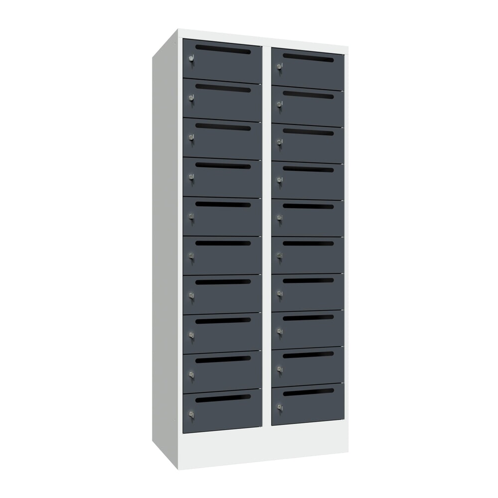 Productafbeelding nr. 1: Postsorteerkast PAVOY, 2x 10 vakken, hxbxd 1.850 x 830 x 500 mm, antracietgrijs, lichtgrijs