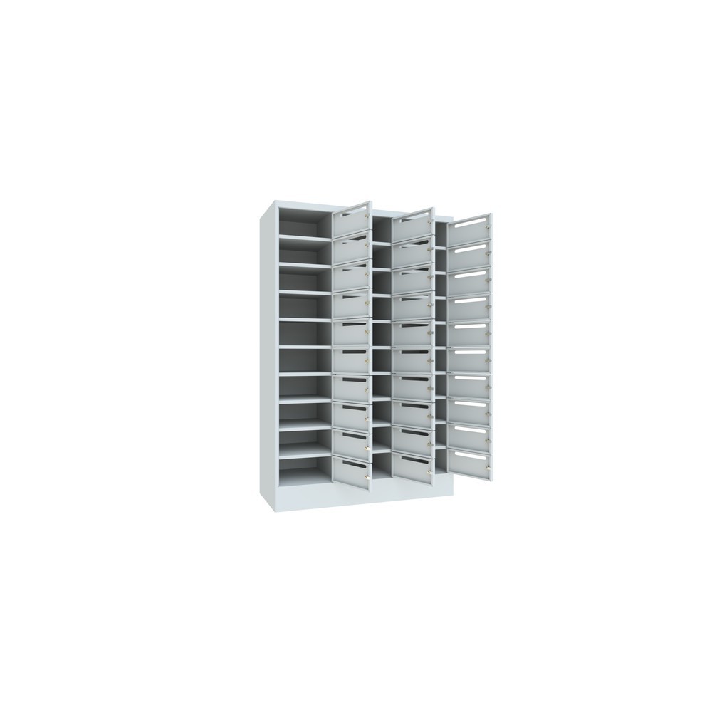 Productafbeelding nr. 3: Postsorteerkast PAVOY, 3x 10 vakken, hxbxd 1.850 x 1.230 x 500 mm, lichtgrijs, lichtgrijs
