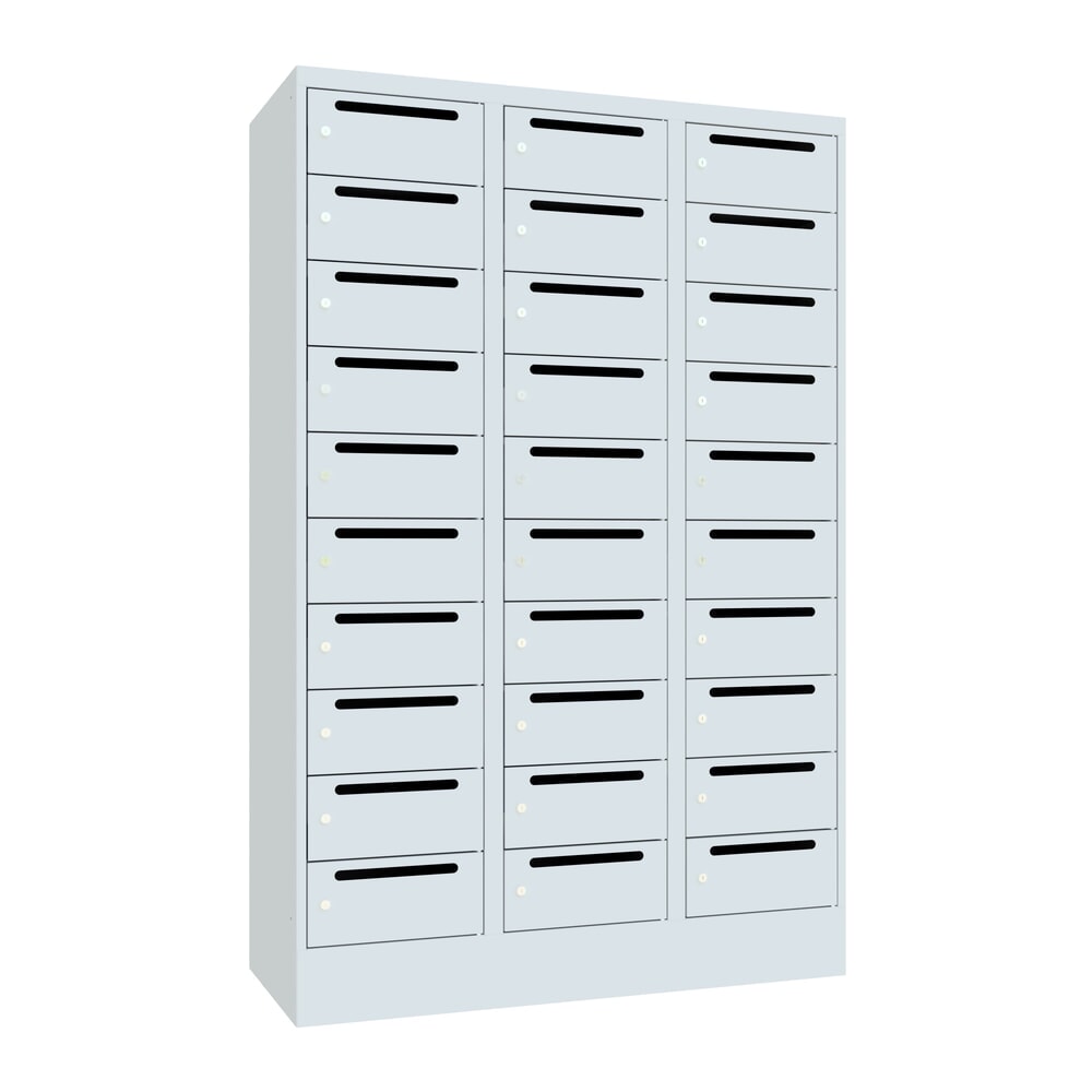 Productafbeelding nr. 1: Postsorteerkast PAVOY, 3x 10 vakken, hxbxd 1.850 x 1.230 x 500 mm, lichtgrijs, lichtgrijs