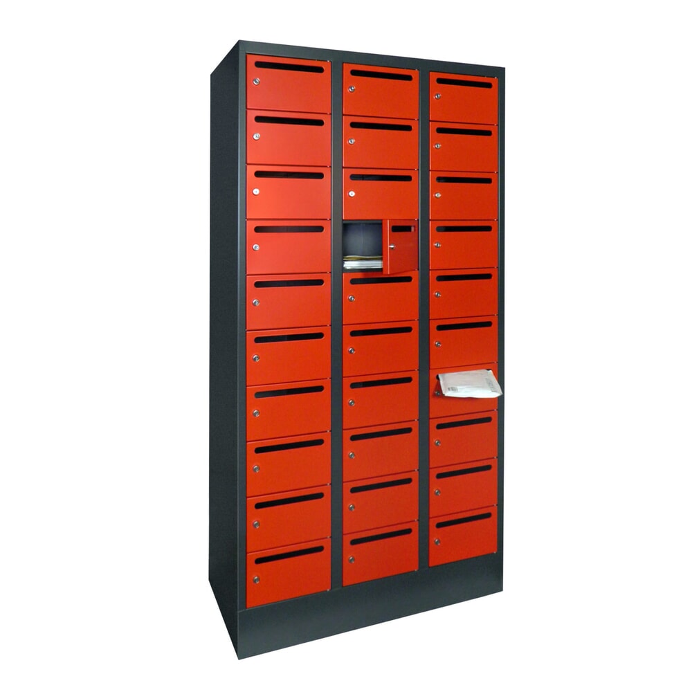 Productafbeelding nr. 3: Postsorteerkast PAVOY, 3x 10 vakken, hxbxd 1.850 x 930 x 500 mm, vuurrood, antracietgrijs