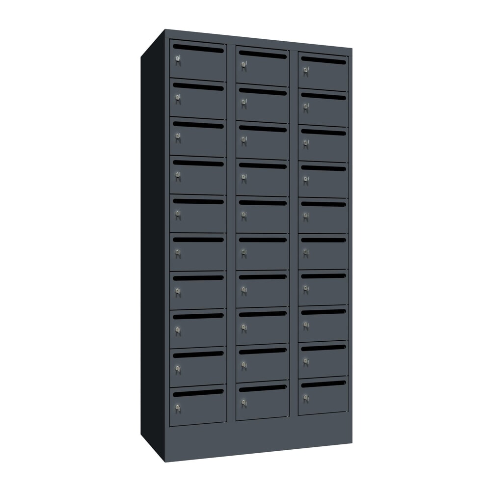 Productafbeelding nr. 1: Postsorteerkast PAVOY, 3x 10 vakken, hxbxd 1.850 x 930 x 500 mm, antracietgrijs, antracietgrijs