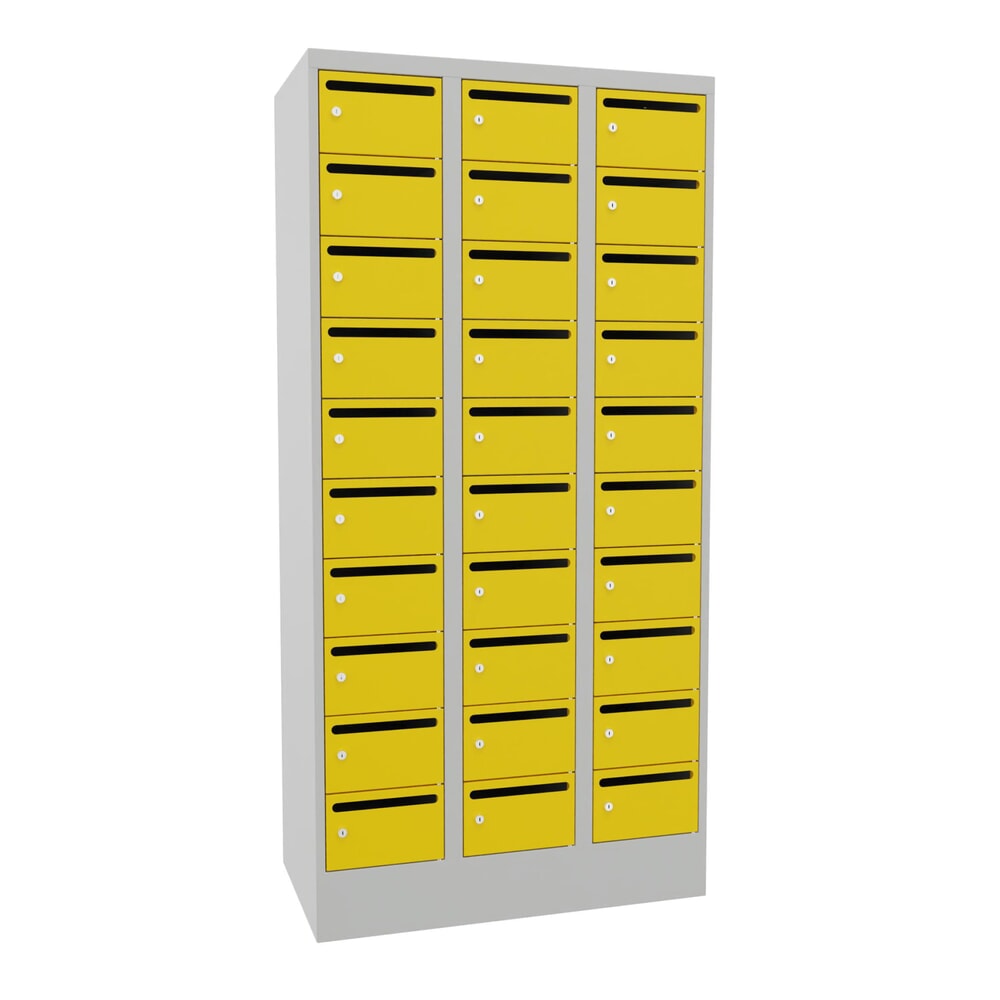 Productafbeelding nr. 1: Postsorteerkast PAVOY, 3x 10 vakken, hxbxd 1.850 x 930 x 500 mm, zinkgeel, lichtgrijs