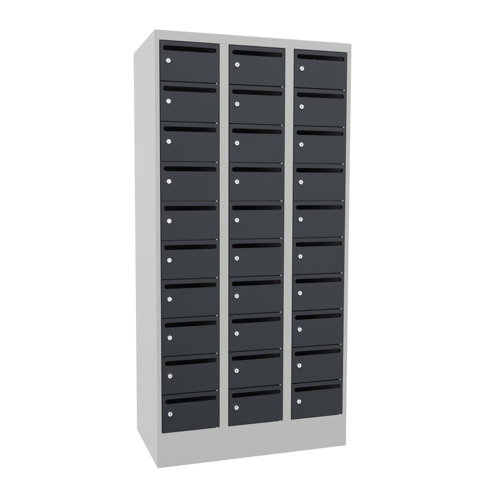 Productafbeelding nr. 1: Postsorteerkast PAVOY, 3x 10 vakken, hxbxd 1.850 x 930 x 500 mm, antracietgrijs, lichtgrijs