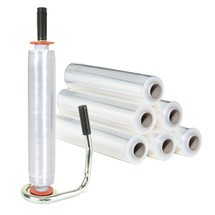 Productafbeelding nr. 2: Professionele stretchfolieset, 6 rollen, b x l 500 mm x 300 m, incl. 1 handstretchfolieapparaat met kunststof centreerschijven, transparant