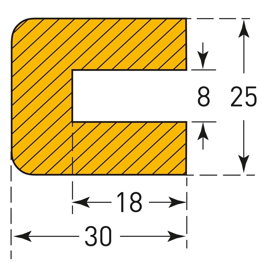 Productafbeelding nr. 3: Stootbescherming voor randen MORAVIA, rechthoekig, om op te steken, hxb 25 x 30 mm, lengte 1 m
