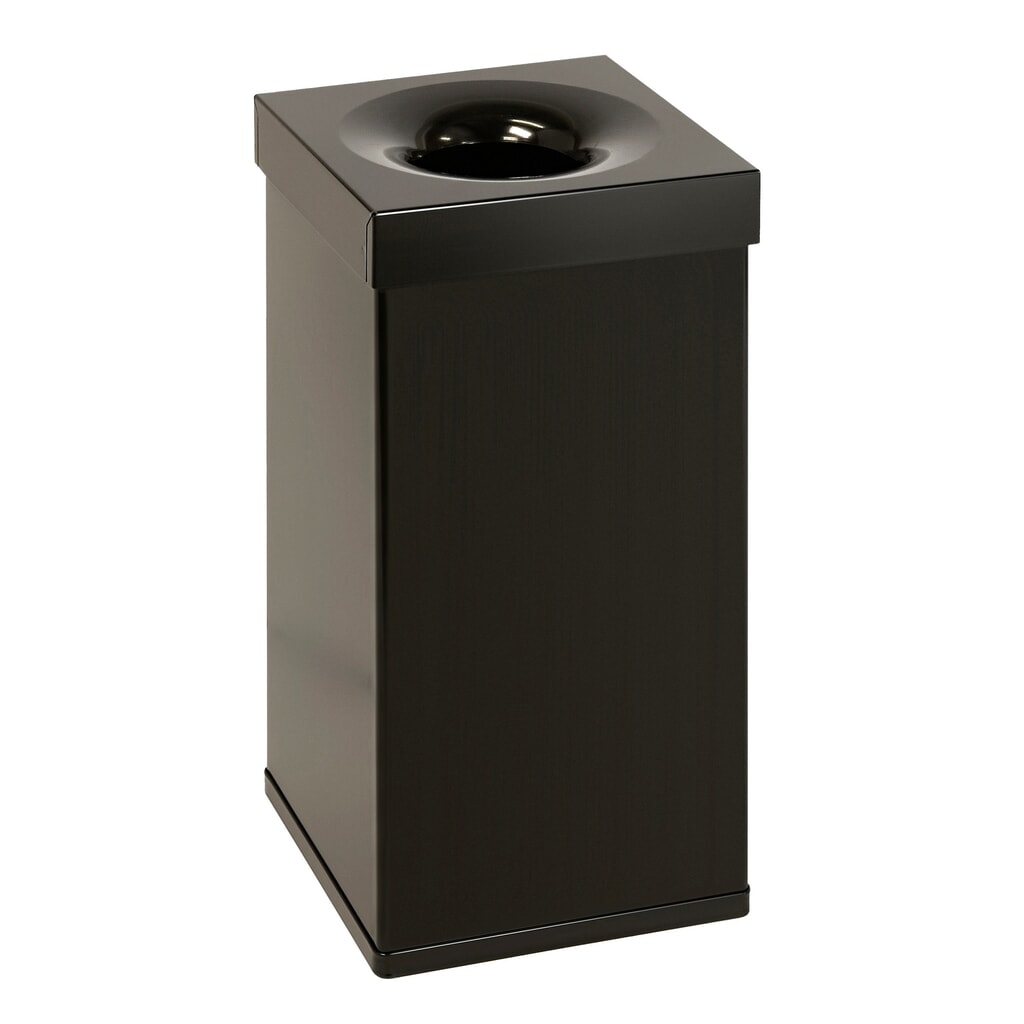 Product afbeelding: Prullenbak CARRO Flame, brandbestendig, 55 liter, van aluminium, zwart
