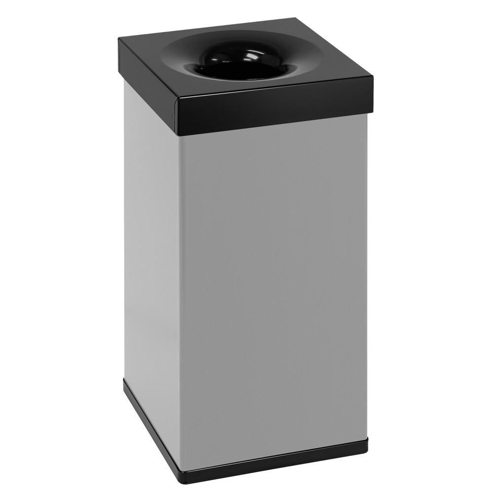 Product afbeelding: Prullenbak CARRO Flame, brandbestendig, 55 liter, van aluminium, grijs, zwart