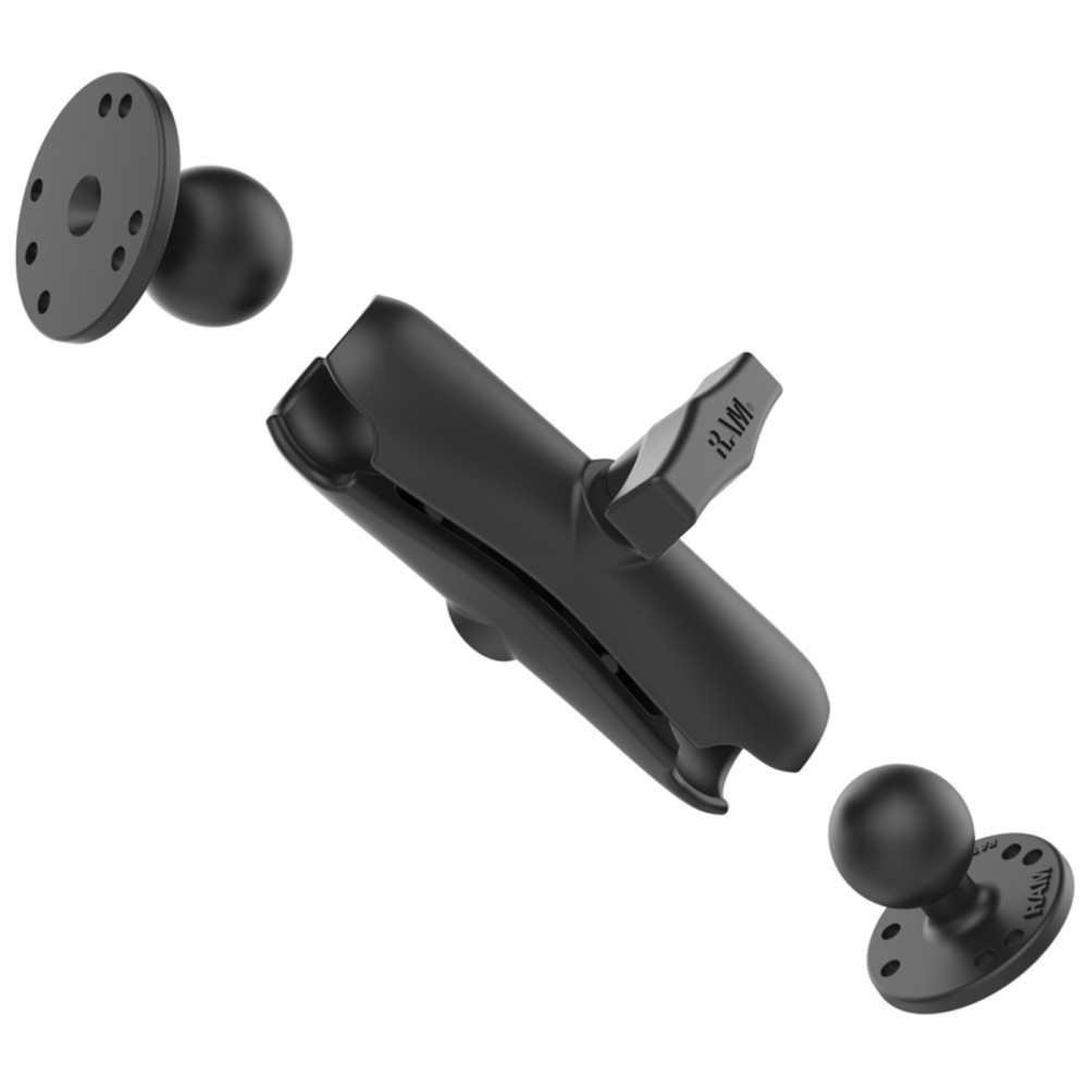 Productafbeelding nr. 2: RAM Mounts opbouwset, 2 x ronde basisplaat (AMPS), middellange verbindingsarm, C-kogel (1,5 duim), in polyzak