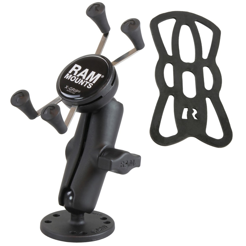 Productafbeelding nr. 2: RAM Mounts X-Grip opbouwhouder voor smartphones tot breedte 82,6 mm, B-kogel (1 duim), ronde basisplaat (AMPS), middellange verbindingsarm