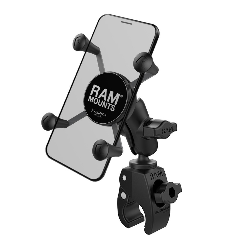 Productafbeelding nr. 1: RAM Mounts X-Grip klemhouder voor smartphones tot breedte 82,6 mm, B-kogel (1 duim), kleine Tough-Claw, korte verbindingsarm