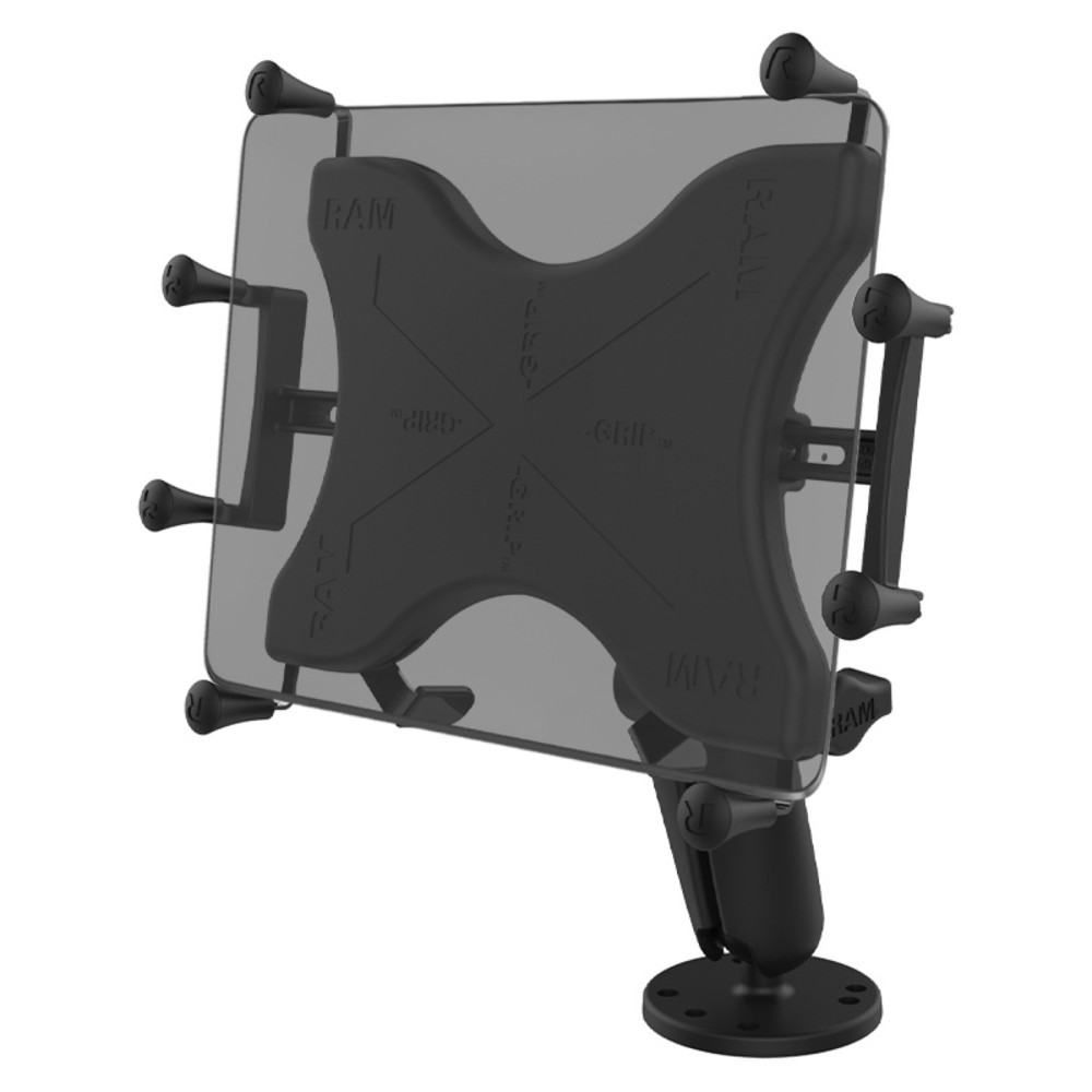 Productafbeelding nr. 1: RAM Mounts X-Grip opbouwhouder voor tablets (12 duim), B-kogel (1 duim), ronde basisplaat (AMPS), lange verbindingsarm