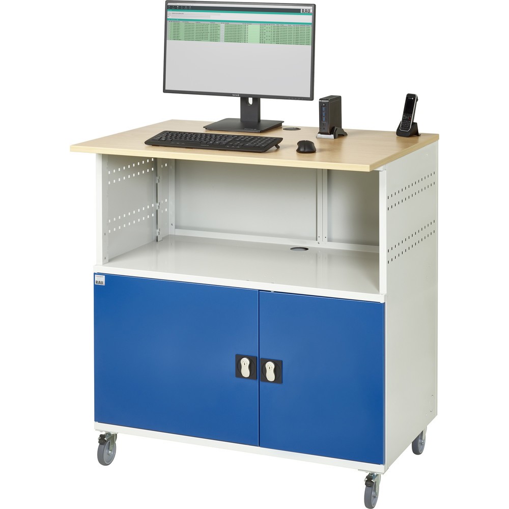 Productafbeelding nr. 6: RAU computertafel, h x b x d 1.150 x 1.100 x 800 mm, werkblad met beukendecor, met 2 openslaande deuren