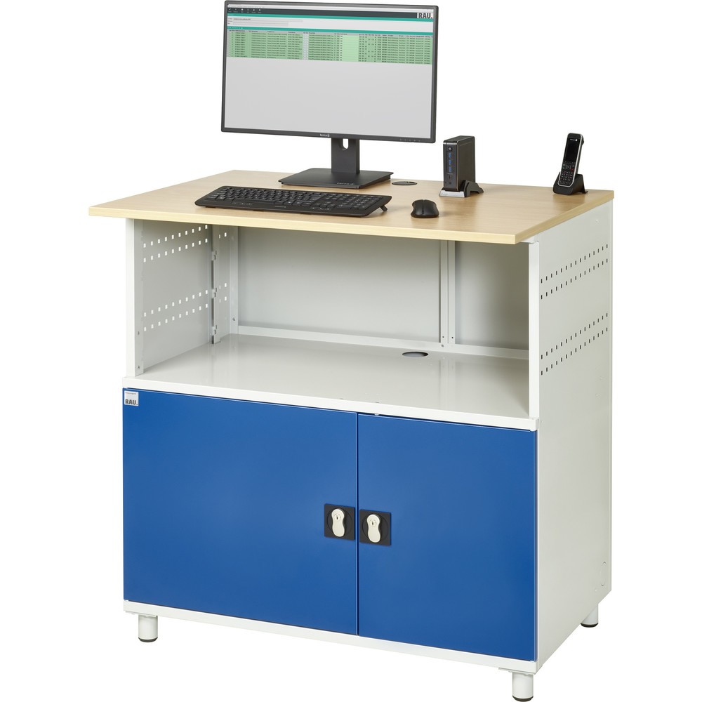 Productafbeelding nr. 4: RAU computertafel, h x b x d 1.100 x 1.100 x 800 mm, werkblad met beukendecor, met 2 openslaande deuren