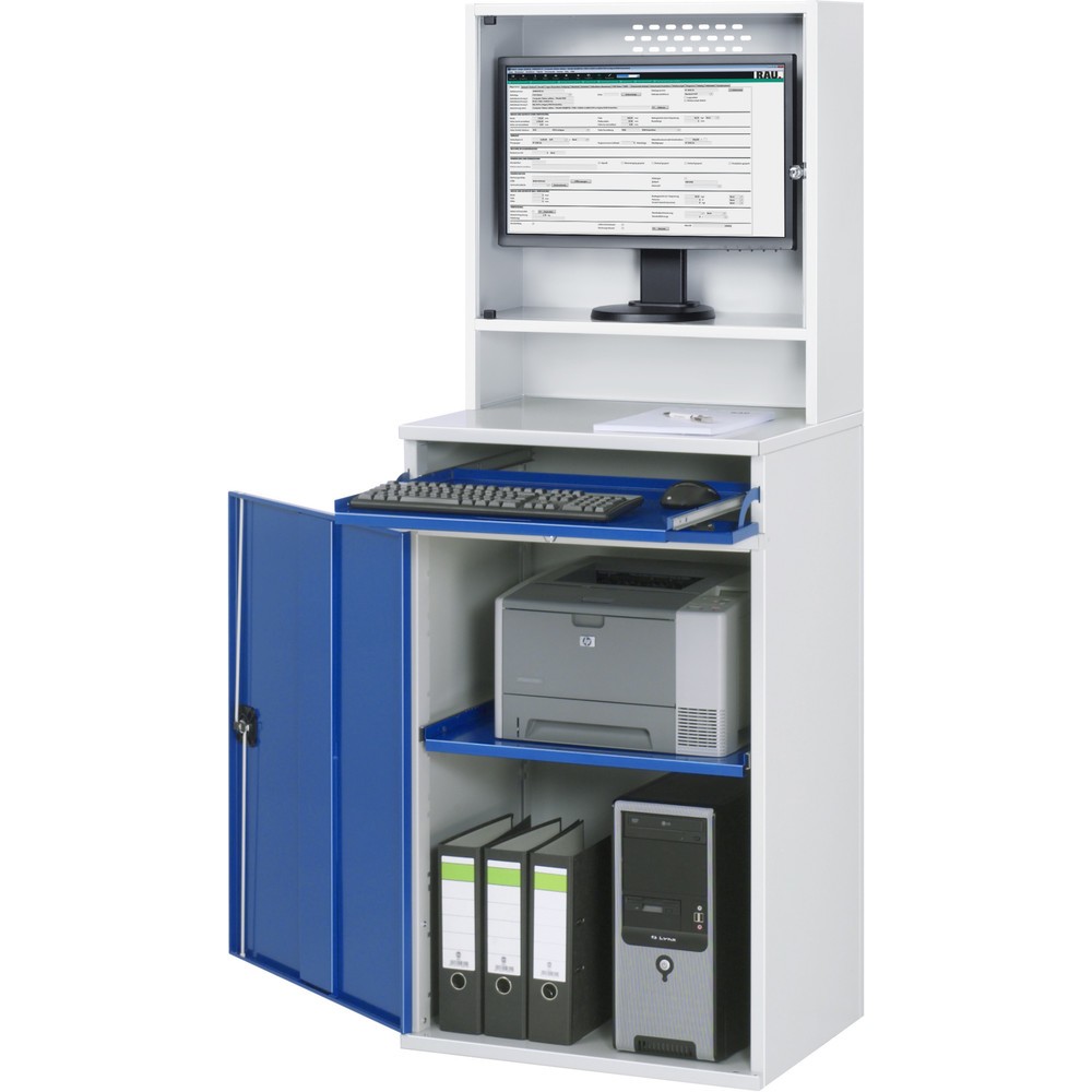 Productafbeelding nr. 3: RAU computerkast, h x b x d 1.770 x 650 x 520 mm, met 1 openslaande deur, uitschuifblad voor het toetsenbord en monitorbehuizing