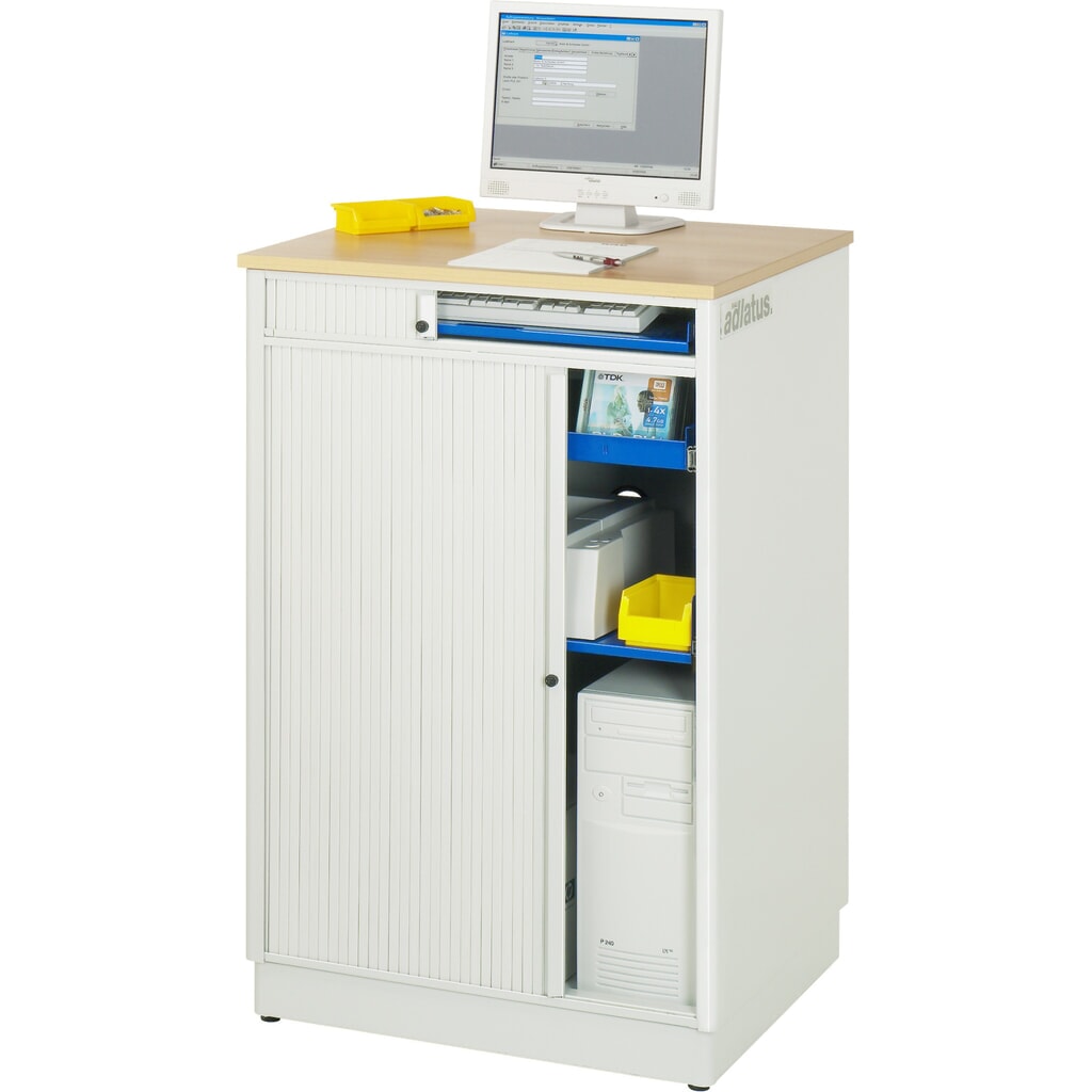 Productafbeelding nr. 4: RAU computerstations, h x b x d 1.100 x 720 x 660 mm, werkblad met beukendecor, met rolluik, contactdooslijst