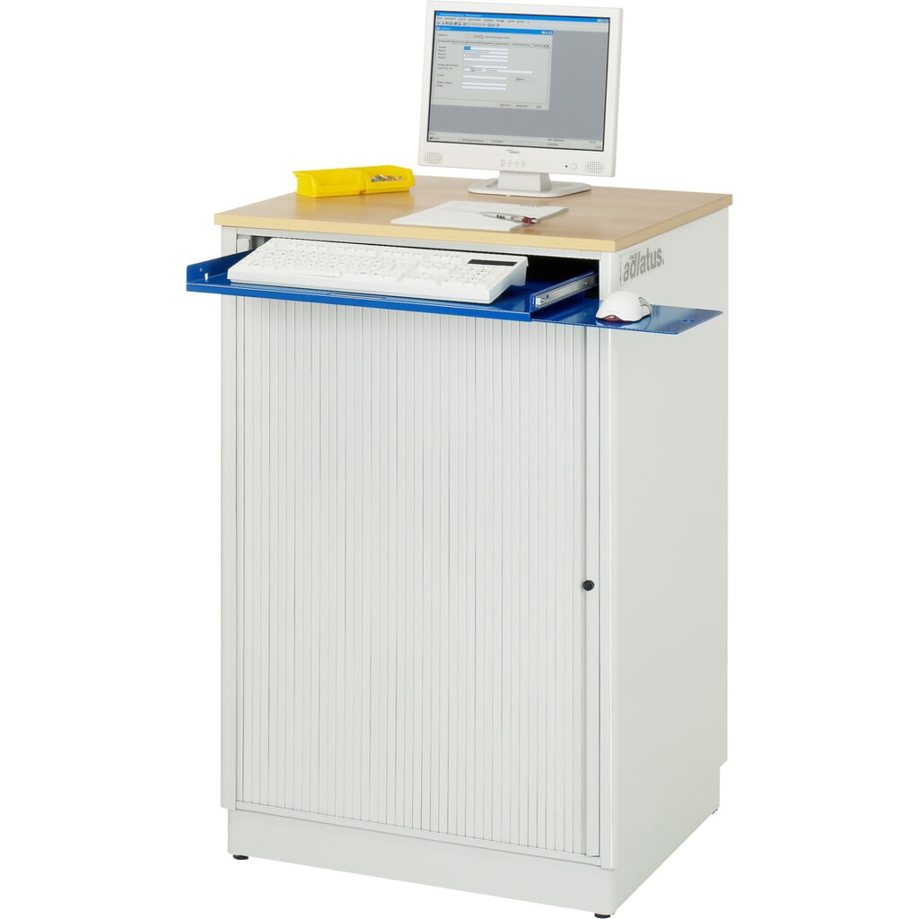 Productafbeelding nr. 5: RAU computerstations, h x b x d 1.100 x 720 x 660 mm, werkblad met beukendecor, met rolluik, contactdooslijst
