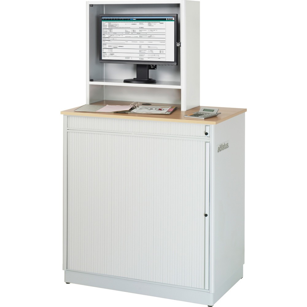 Productafbeelding nr. 4: RAU computerstations, h x b x d 1.810 x 1.030 x 660 mm, werkblad met beukendecor, met rolluik, contactdooslijst, lade en monitorbehuizing