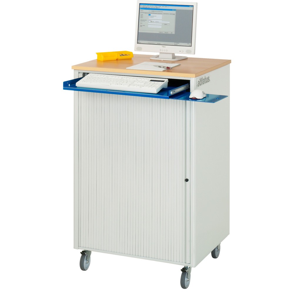 Productafbeelding nr. 2: RAU computerstations, h x b x d 1.100 x 720 x 660 mm, werkblad met beukendecor, met rolluik, contactdooslijst en wielset