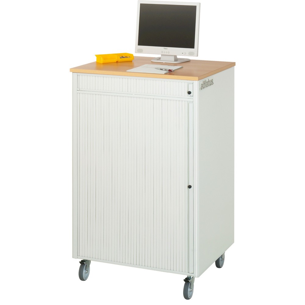 Productafbeelding nr. 4: RAU computerstations, h x b x d 1.100 x 720 x 660 mm, werkblad met beukendecor, met rolluik, contactdooslijst en wielset