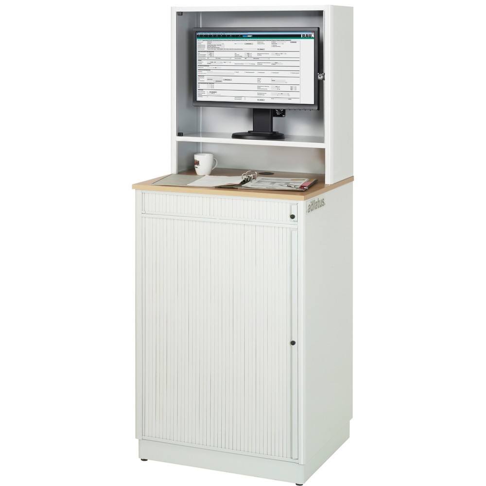 Productafbeelding nr. 4: RAU computerstations, h x b x d 1.810 x 720 x 660 mm, werkblad met beukendecor, met rolluik, contactdooslijst