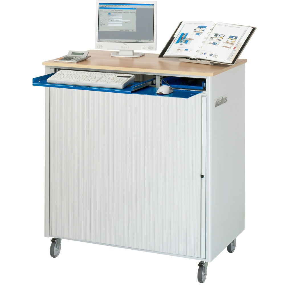Productafbeelding nr. 3: RAU computerstations, h x b x d 1.100 x 1.030 x 660 mm, werkblad met beukendecor, met rolluik, contactdooslijst, lade