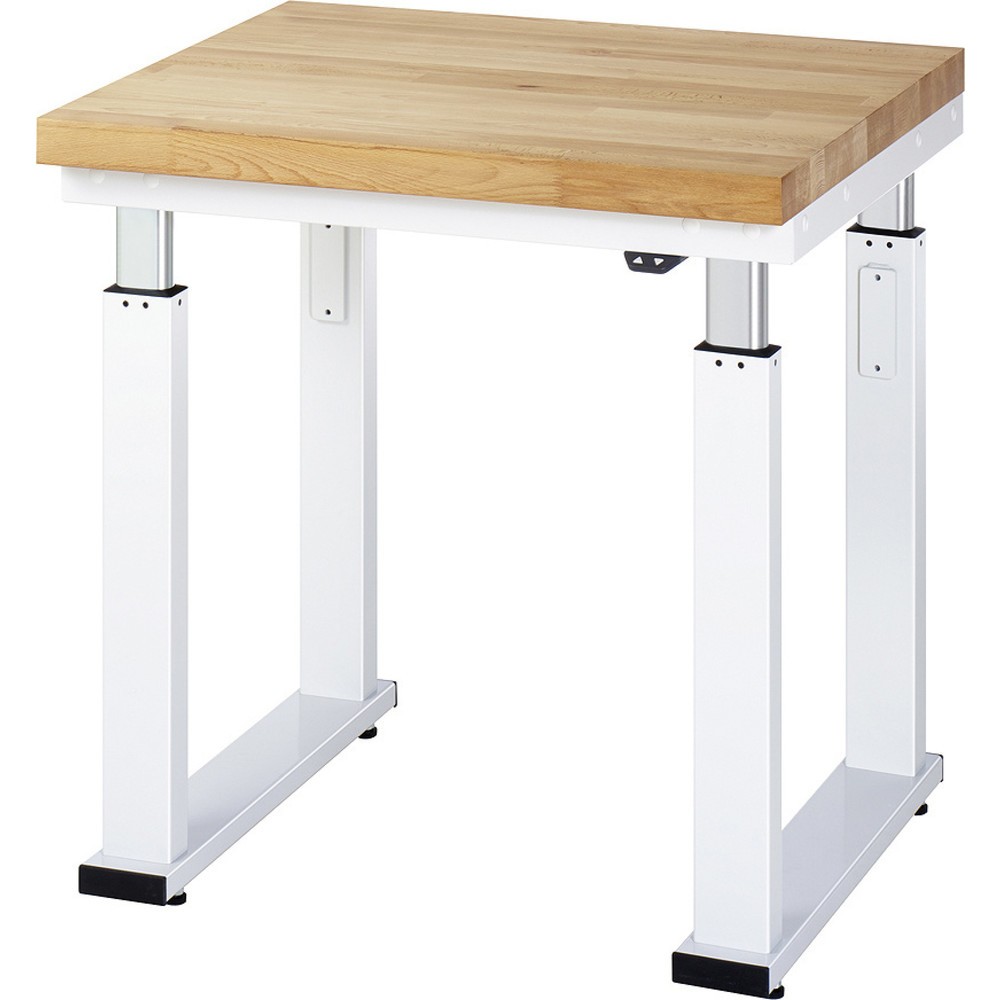Product afbeelding: RAU elektrisch in hoogte verstelbare werkbank serie adlatus 600, h x b x d 740-1.140 x 750 x 700 mm, massief beuken werkblad