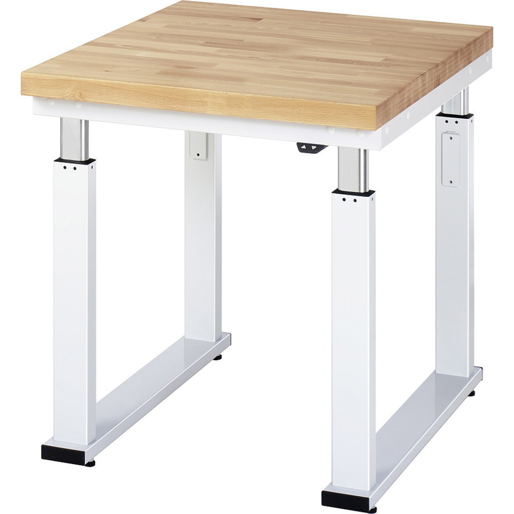 Product afbeelding: RAU elektrisch in hoogte verstelbare werkbank serie adlatus 600, h x b x d 740-1.140 x 750 x 900 mm, massief beuken werkblad