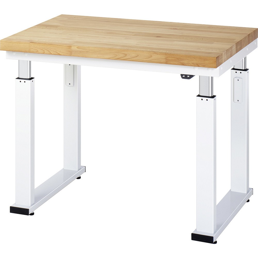Product afbeelding: RAU elektrisch in hoogte verstelbare werkbank serie adlatus 600, h x b x d 740-1.140 x 1.000 x 700 mm, massief beuken werkblad