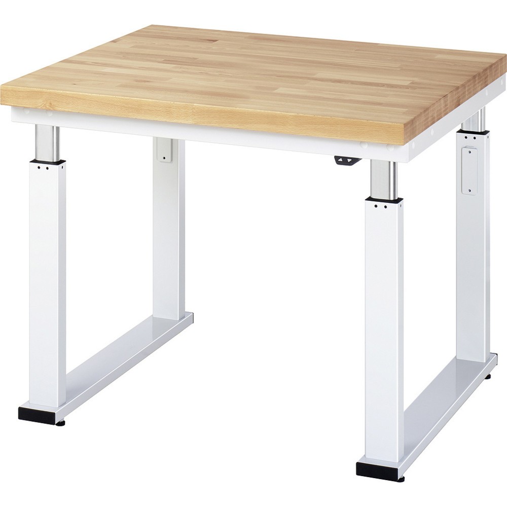Product afbeelding: RAU elektrisch in hoogte verstelbare werkbank serie adlatus 600, h x b x d 740-1.140 x 1.000 x 900 mm, massief beuken werkblad