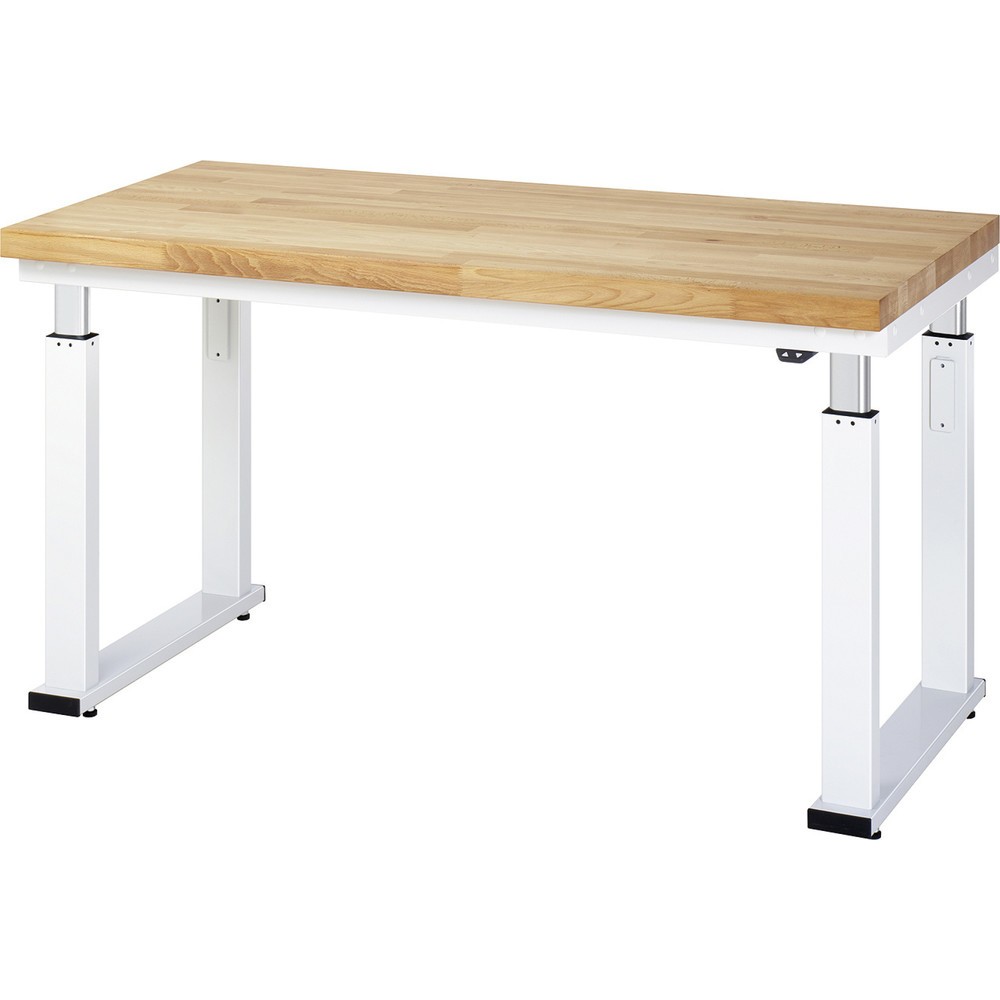 Product afbeelding: RAU elektrisch in hoogte verstelbare werkbank serie adlatus 600, h x b x d 740-1.140 x 1.500 x 700 mm, massief beuken werkblad