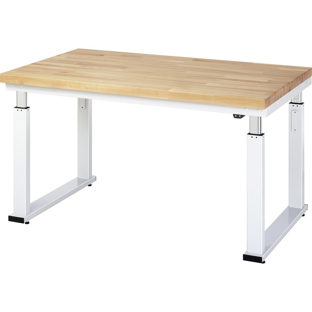Product afbeelding: RAU elektrisch in hoogte verstelbare werkbank serie adlatus 600, h x b x d 740-1.140 x 1.500 x 900 mm, massief beuken werkblad