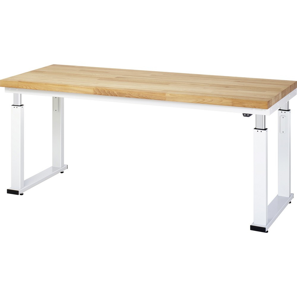 Product afbeelding: RAU elektrisch in hoogte verstelbare werkbank serie adlatus 600, h x b x d 740-1.140 x 2.000 x 700 mm, massief beuken werkblad