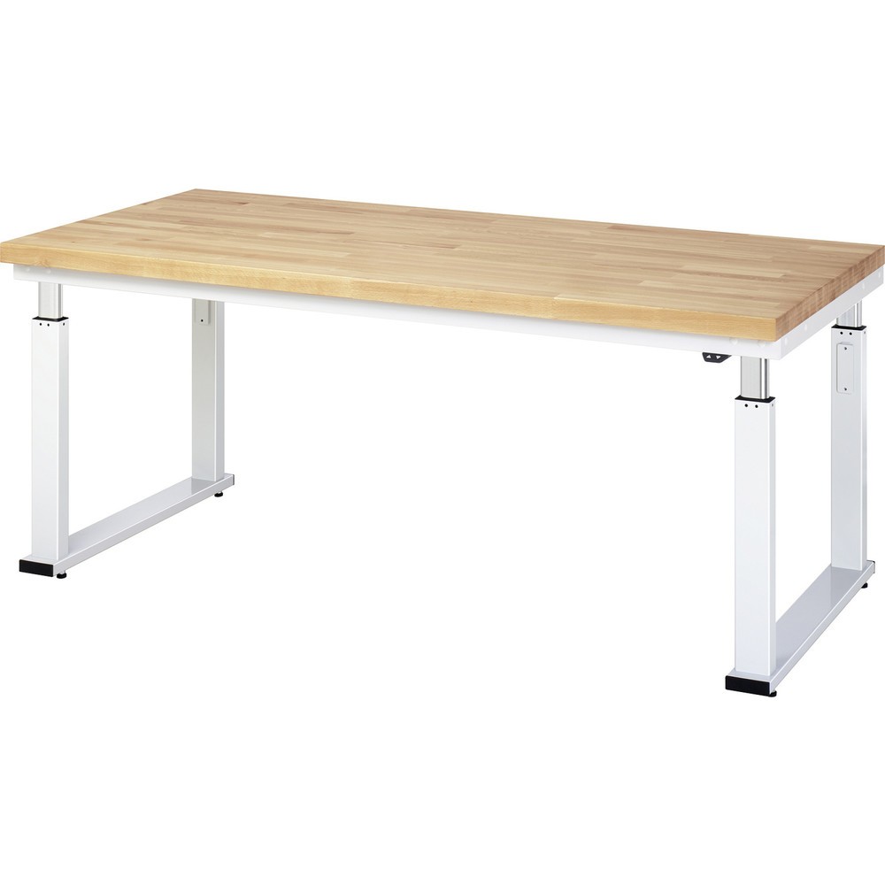Product afbeelding: RAU elektrisch in hoogte verstelbare werkbank serie adlatus 600, h x b x d 740-1.140 x 2.000 x 900 mm, massief beuken werkblad