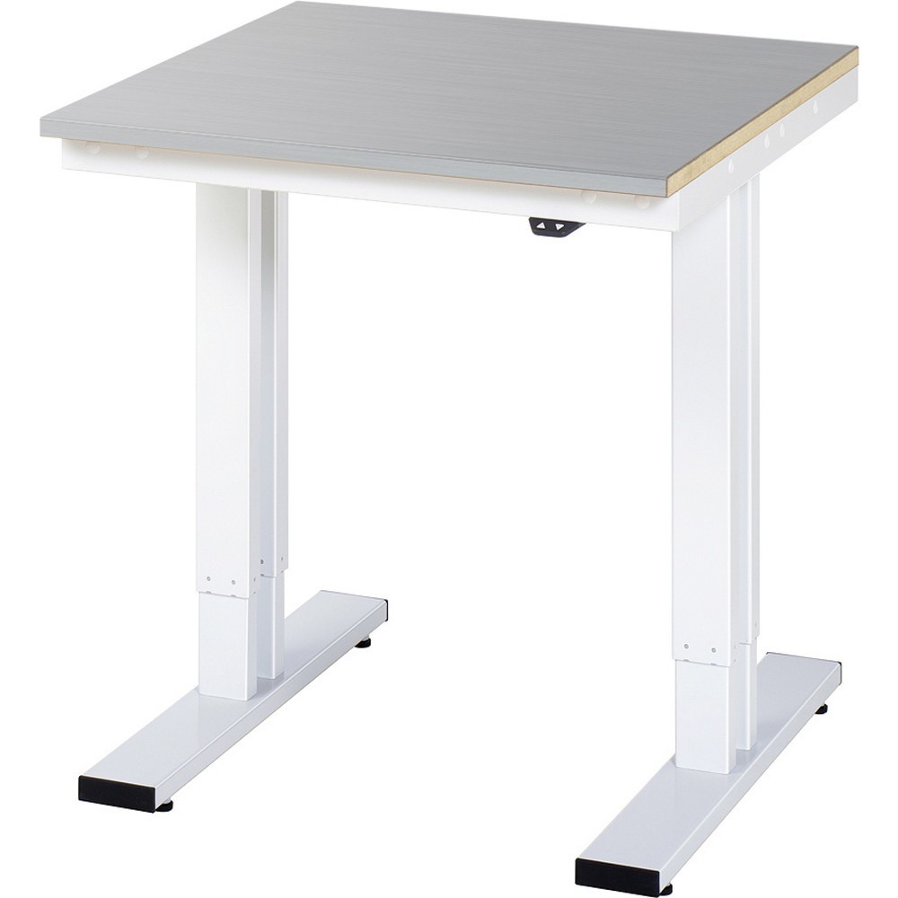 Product afbeelding: RAU elektrisch in hoogte verstelbare werktafel serie adlatus 300, h x b x d 720-1.120 x 750 x 800 mm, werkblad met bekleding van roestvrijstalen plaat