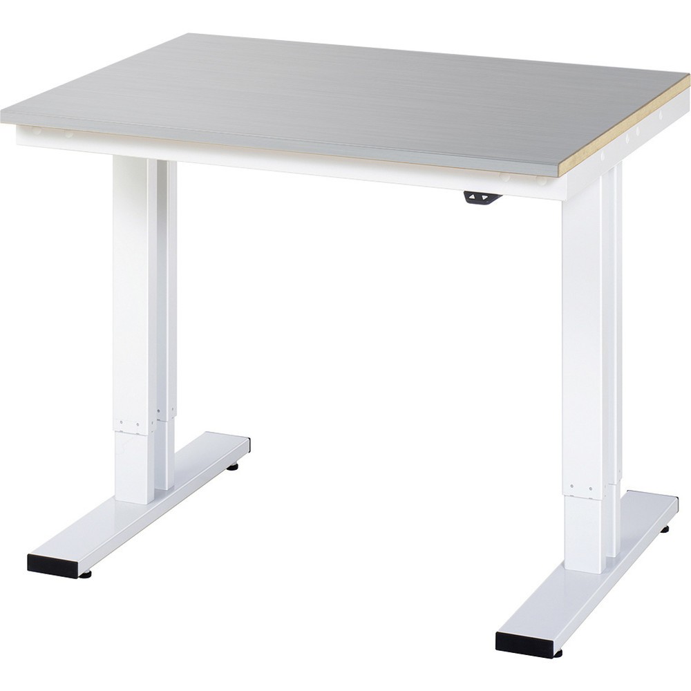 Product afbeelding: RAU elektrisch in hoogte verstelbare werktafel serie adlatus 300, h x b x d 720-1.120 x 1.000 x 800 mm, werkblad met bekleding van roestvrijstalen plaat