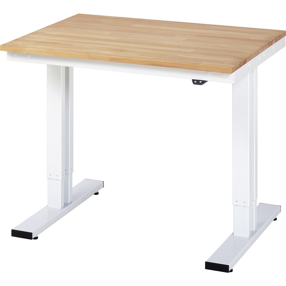 Product afbeelding: RAU elektrisch in hoogte verstelbare werktafel serie adlatus 300, h x b x d 720-1.120 x 1.000 x 800 mm, massief beuken werkblad