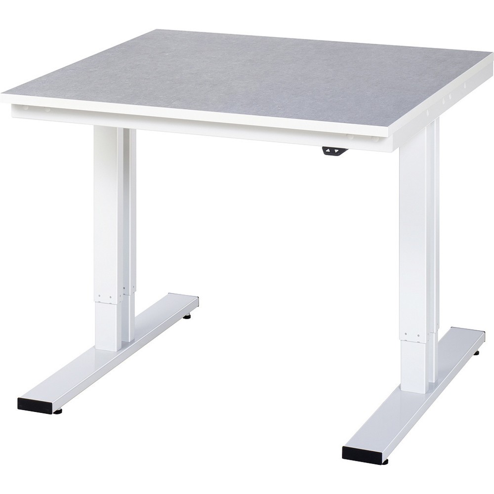 Product afbeelding: RAU elektrisch in hoogte verstelbare werktafel serie adlatus 300, h x b x d 720-1.120 x 1.000 x 1.000 mm, werkblad met linoleum-/Universal-laag