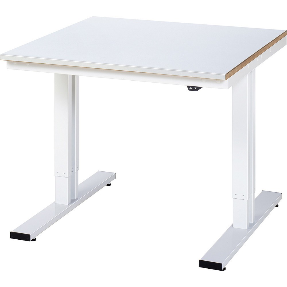 Product afbeelding: RAU elektrisch in hoogte verstelbare werktafel serie adlatus 300, h x b x d 720-1.120 x 1.000 x 1.000 mm, werkblad met plaatstaalbekleding