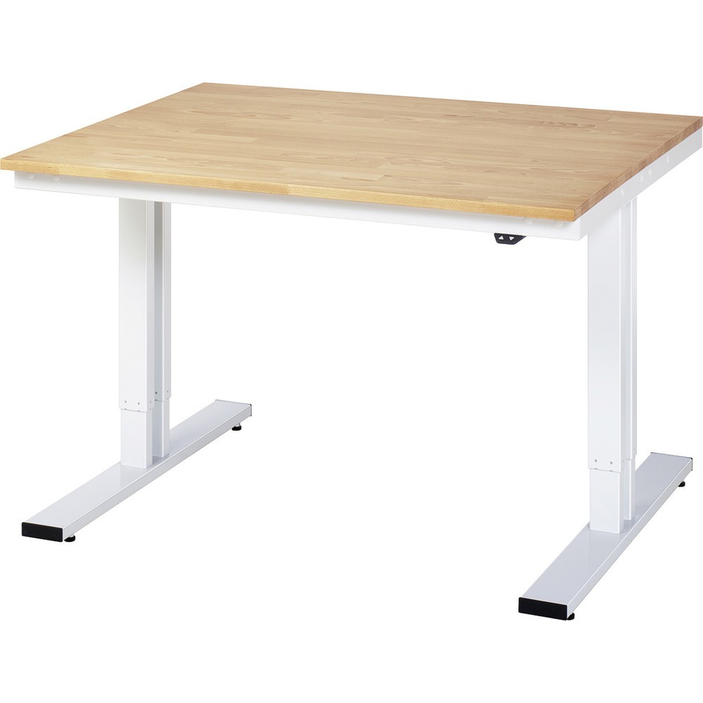 Product afbeelding: RAU elektrisch in hoogte verstelbare werktafel serie adlatus 300, h x b x d 720-1.120 x 1.250 x 1.000 mm, massief beuken werkblad