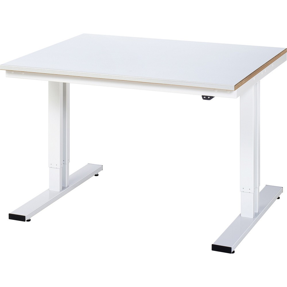 Product afbeelding: RAU elektrisch in hoogte verstelbare werktafel serie adlatus 300, h x b x d 720-1.120 x 1.250 x 1.000 mm, werkblad met plaatstaalbekleding