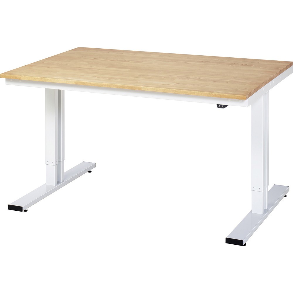 Product afbeelding: RAU elektrisch in hoogte verstelbare werktafel serie adlatus 300, h x b x d 720-1.120 x 1.500 x 1.000 mm, massief beuken werkblad
