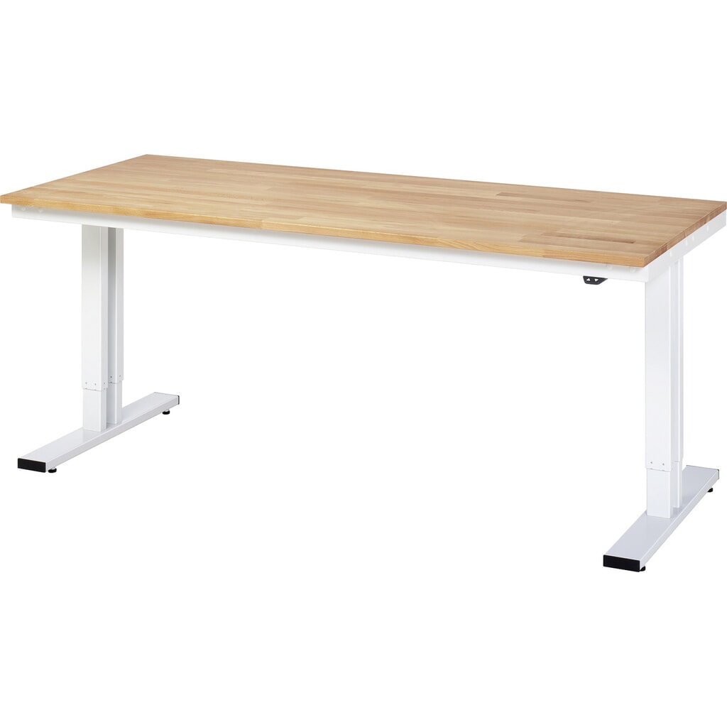 Product afbeelding: RAU elektrisch in hoogte verstelbare werktafel serie adlatus 300, h x b x d 720-1.120 x 2.000 x 800 mm, massief beuken werkblad