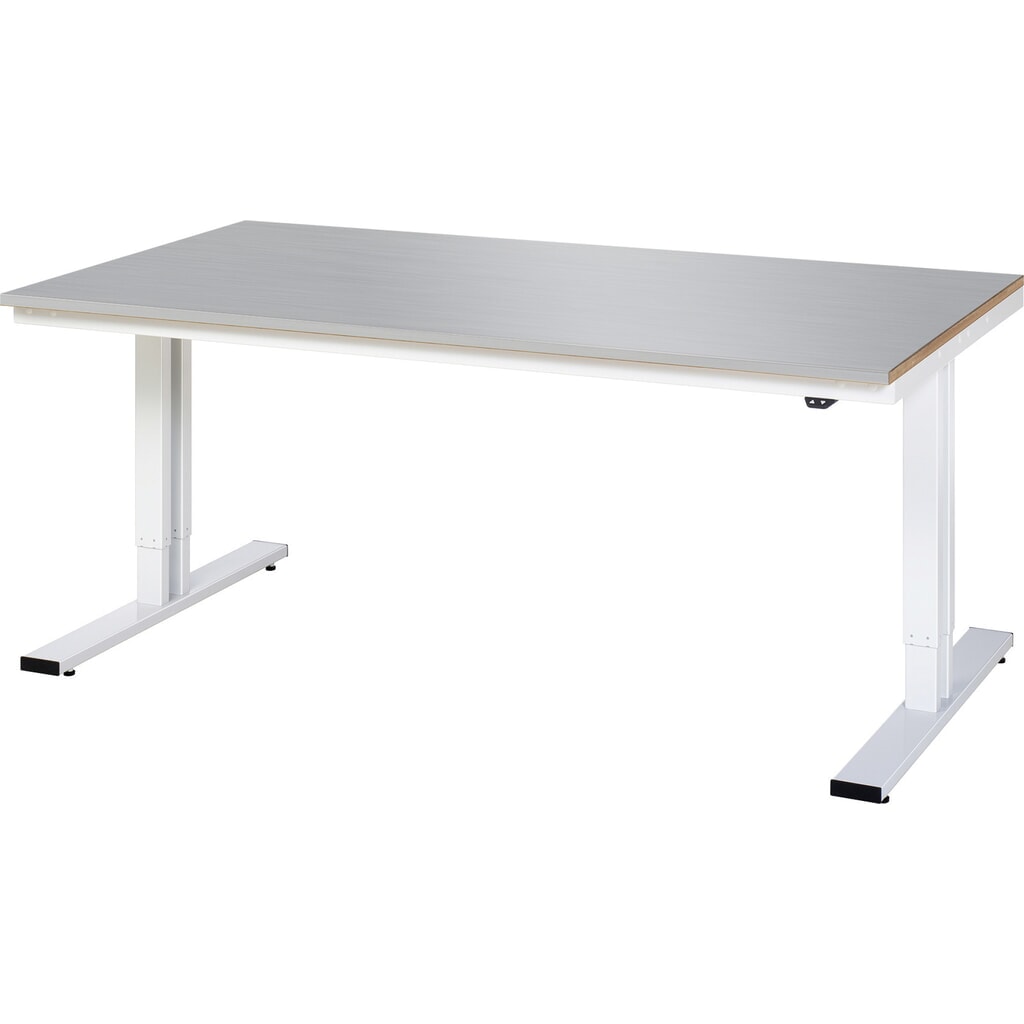 Product afbeelding: RAU elektrisch in hoogte verstelbare werktafel serie adlatus 300, h x b x d 720-1.120 x 2.000 x 1.000 mm, werkblad met bekleding van roestvrijstalen plaat