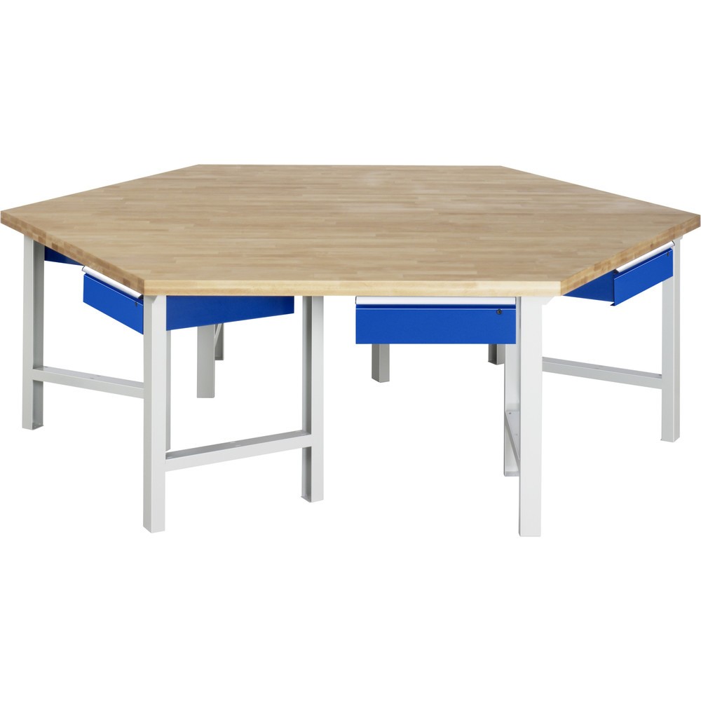 Productafbeelding nr. 1: RAU groepswerkbank serie 4000, h x b x d 790-1.140 x 2.700 x 2.340 mm, 6 onderbouwkasten, met telkens 1 lade