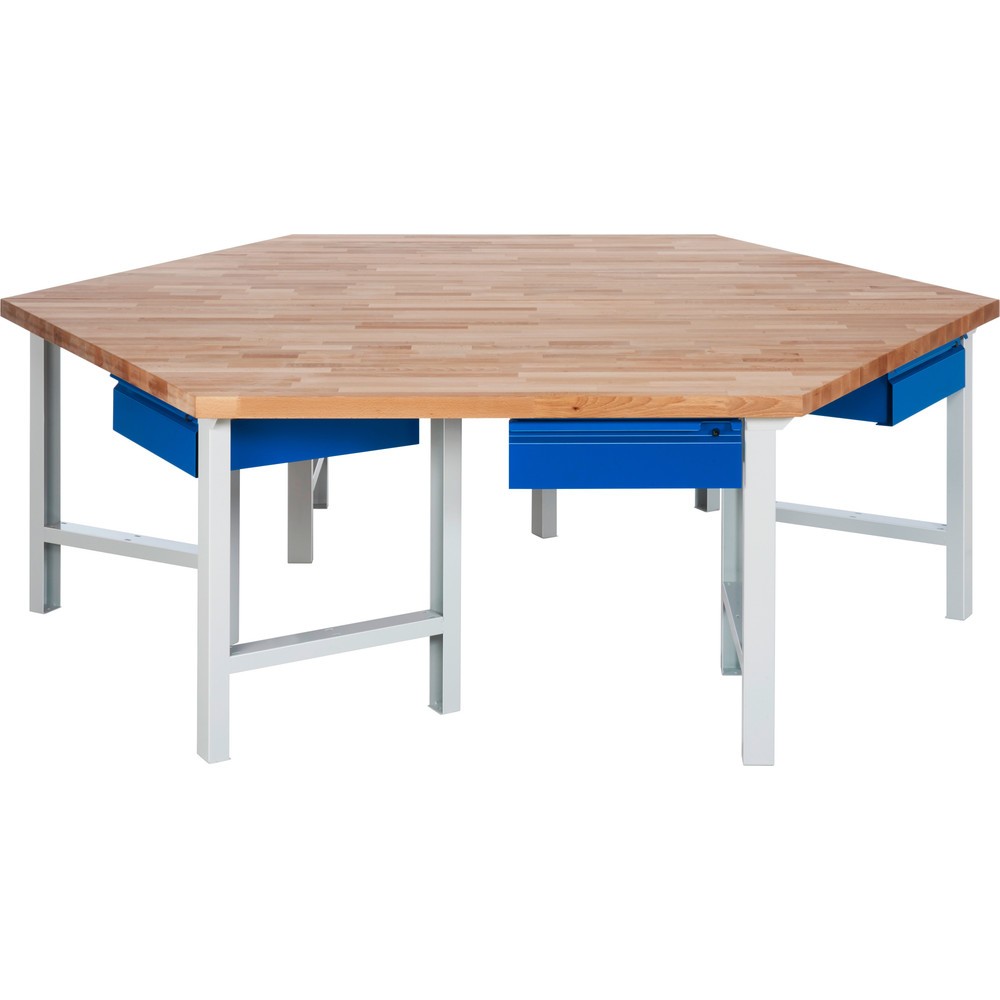 Product afbeelding: RAU groepswerkbank serie 4000, hxbxd 840 x 2.700 x 2.340 mm, 6 lades met greeprand