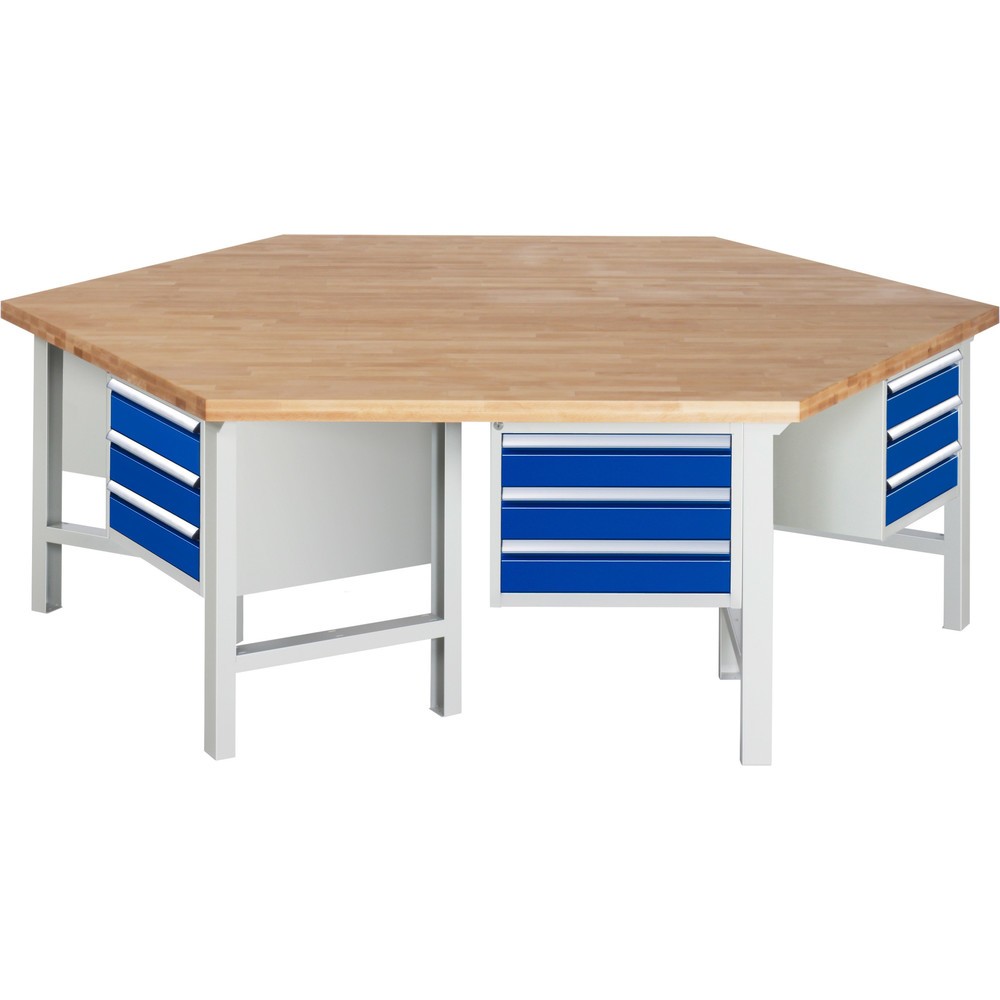 Product afbeelding: RAU groepswerkbank serie 4000, 6 kasten, hxbxd 840 x 2.700 x 2.340 mm, x voor 90% uittrekbare lades