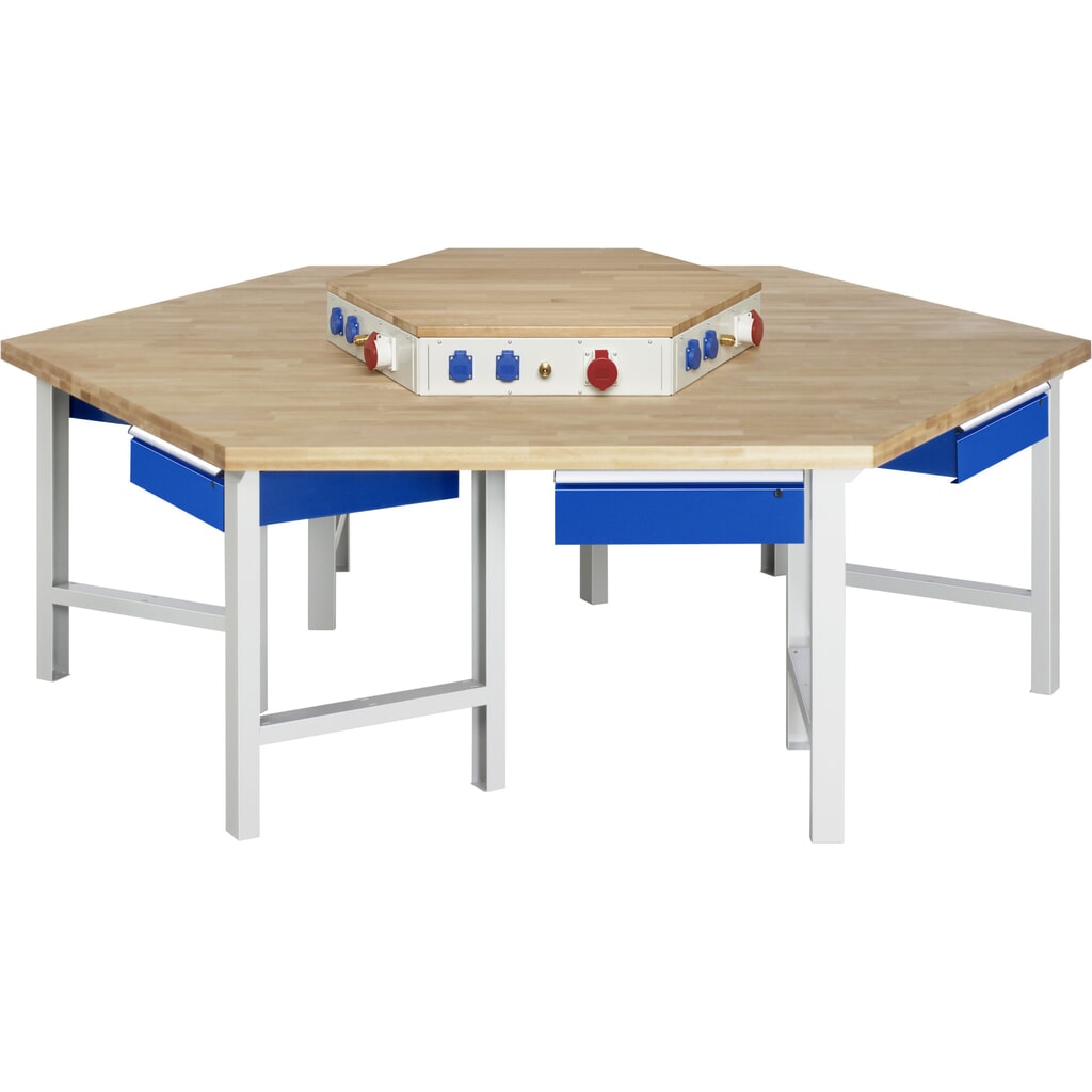 Product afbeelding: RAU groepswerkbank serie 4000, energievoorziening, hxbxd 840 x 2.700 x 2.340 mm, 6 lades met ErgoScript®