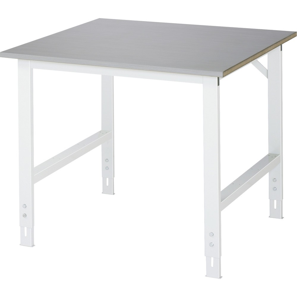 Product afbeelding: RAU in hoogte verstelbare werktafel serie TOM, h x b x d 760-1.080 x 1.000 x 1.000 mm, werkblad met bekleding van roestvrijstalen plaat